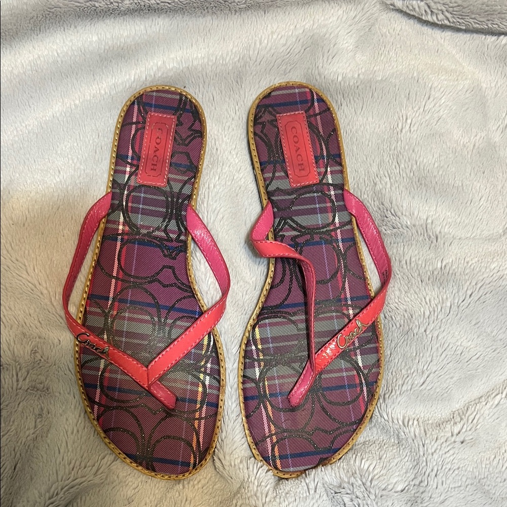 Coach Vibrant Plaid Sandals